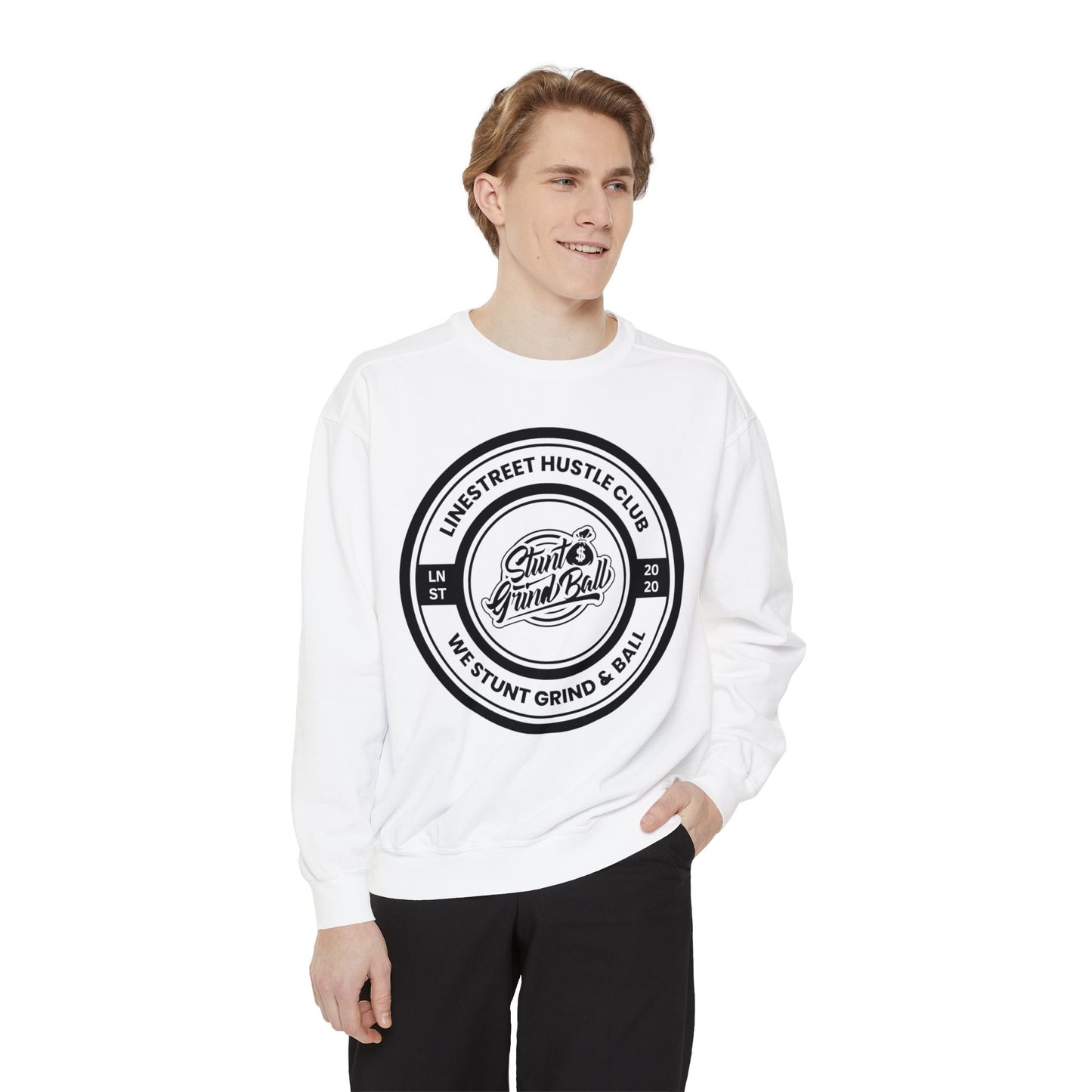 Line Street HUSTLE CLUB White Sweatshirt