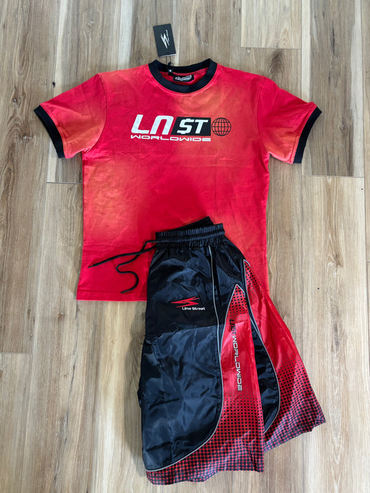 LNST Worldwide Short Set Red